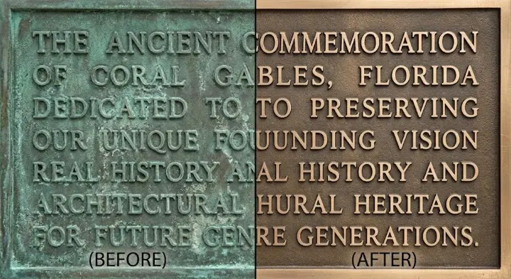 Real bronze plaque laser restoration