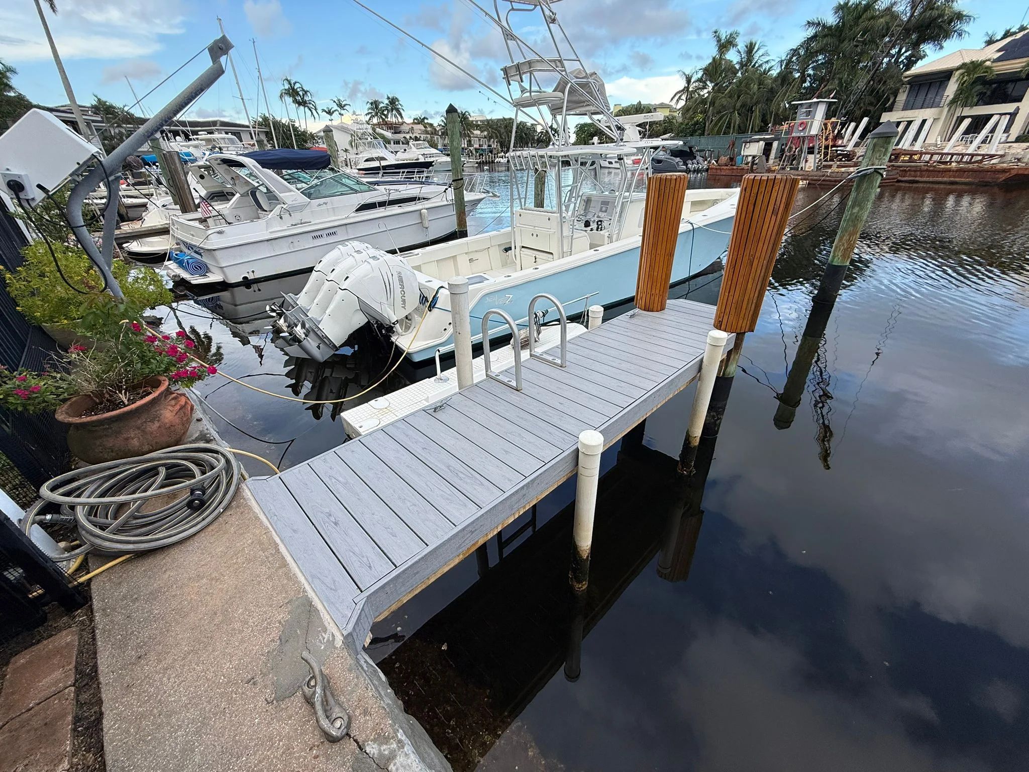 Dock Construction - Finished composite dock with boats