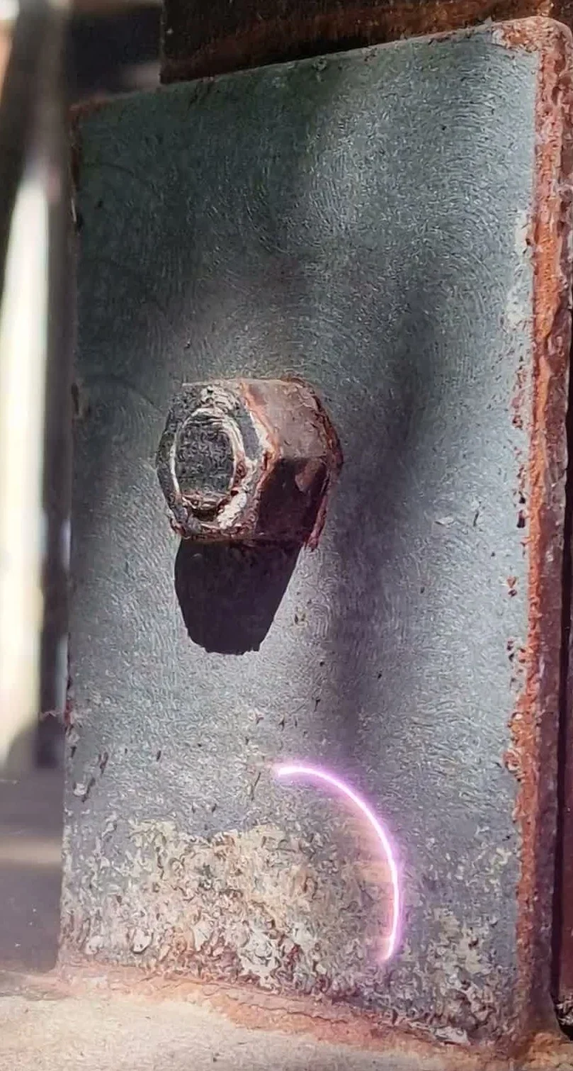 Rust removal after - clean metal surface restored by laser cleaning